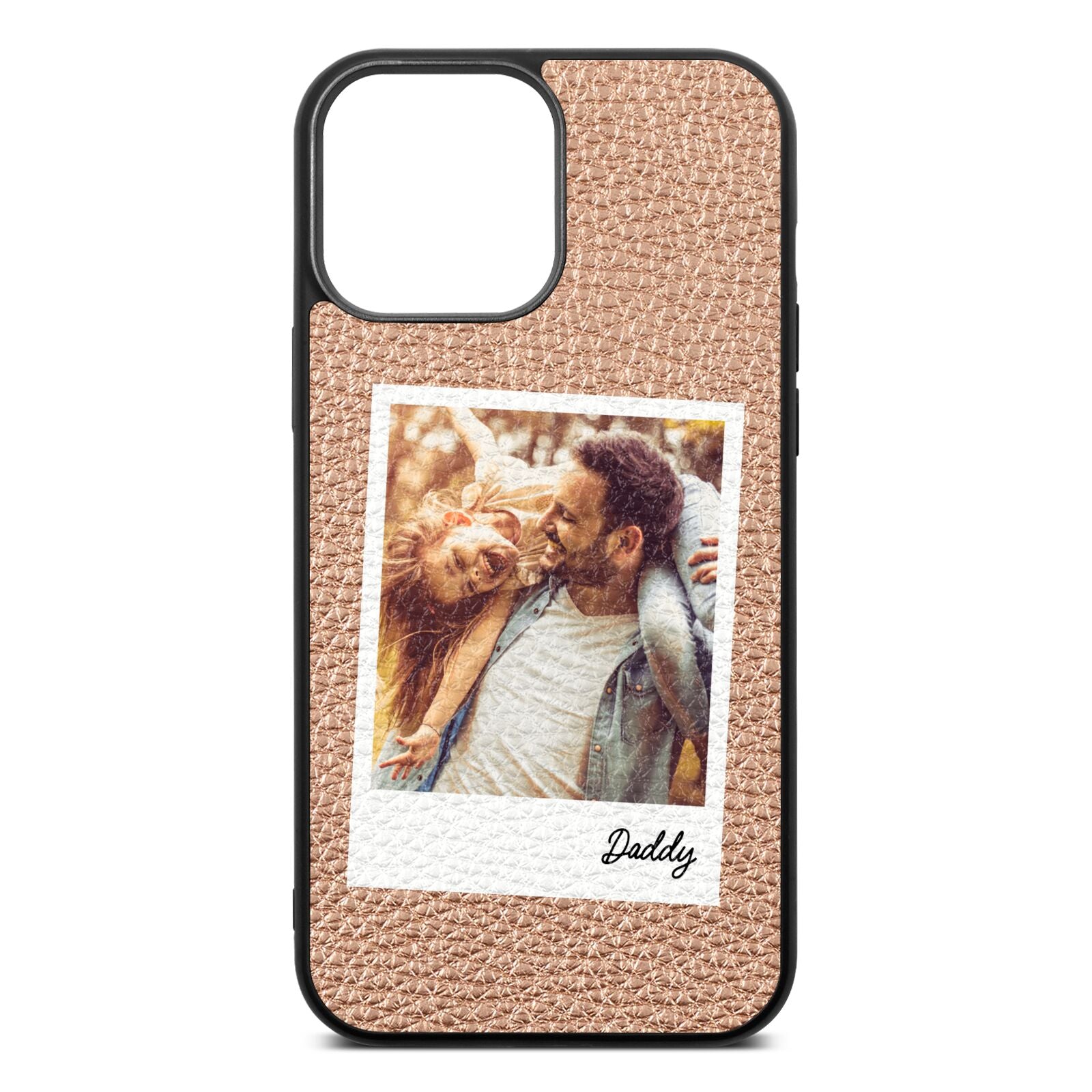 Fathers Day Photo Rose Gold Pebble Leather iPhone 13 Pro Max Case