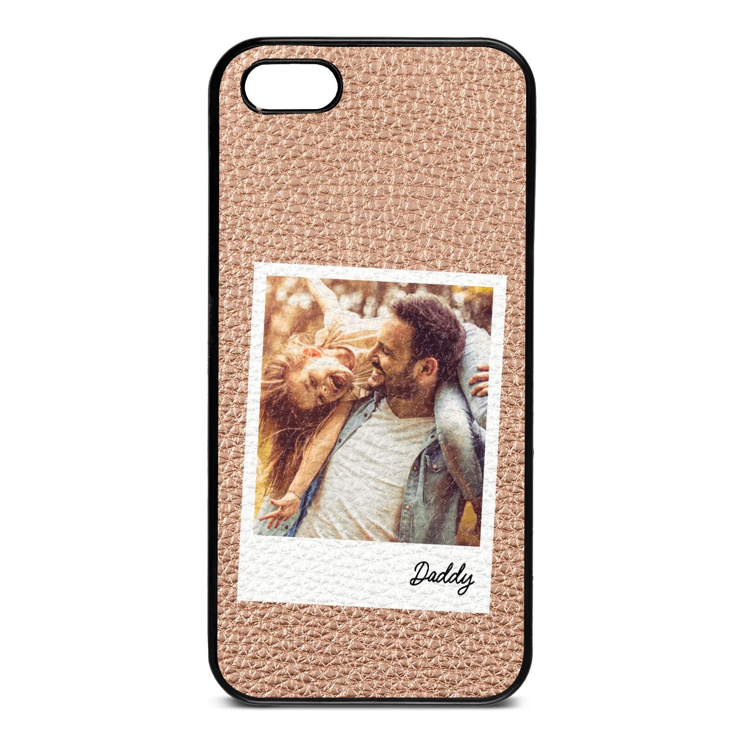 Fathers Day Photo Rose Gold Pebble Leather iPhone 5 Case