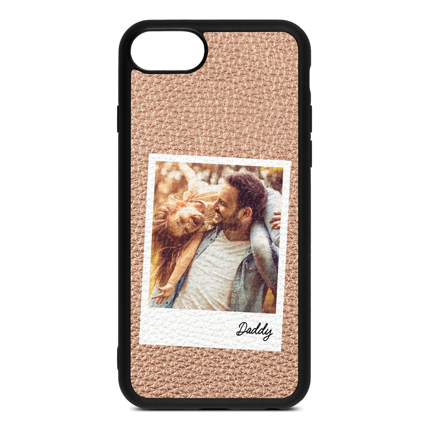 Fathers Day Photo Rose Gold Pebble Leather iPhone 8 Case