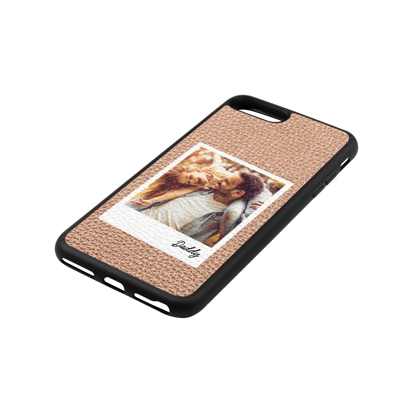 Fathers Day Photo Rose Gold Pebble Leather iPhone 8 Plus Case Side Angle