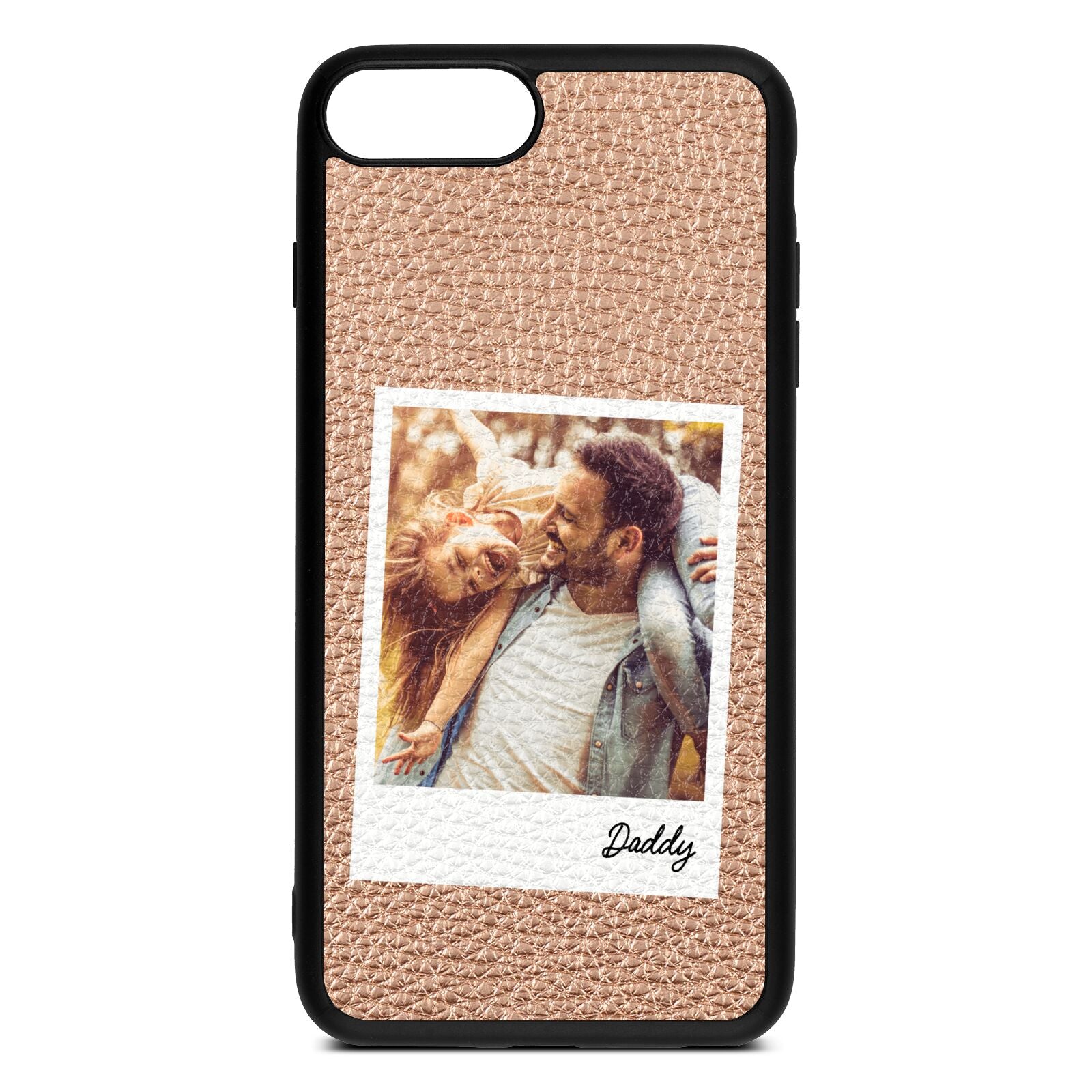 Fathers Day Photo Rose Gold Pebble Leather iPhone 8 Plus Case