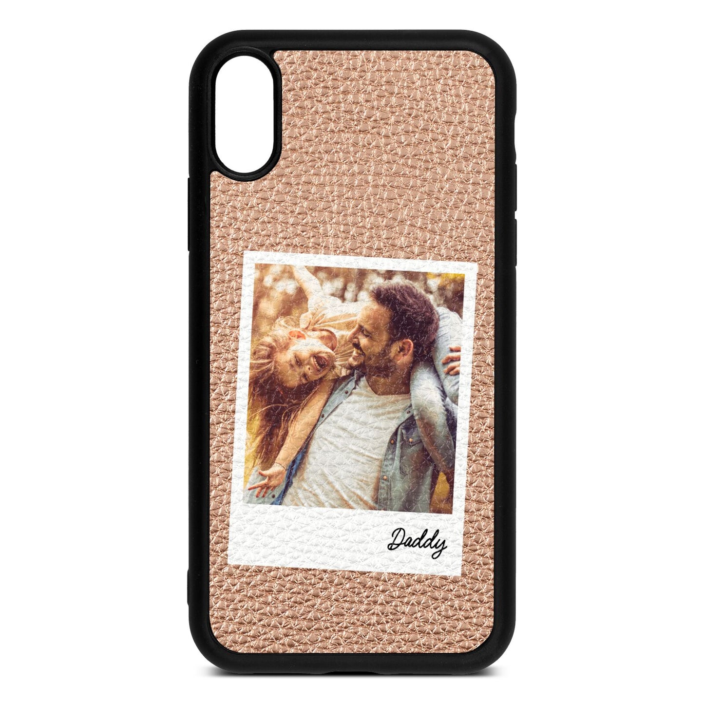 Fathers Day Photo Rose Gold Pebble Leather iPhone Xr Case