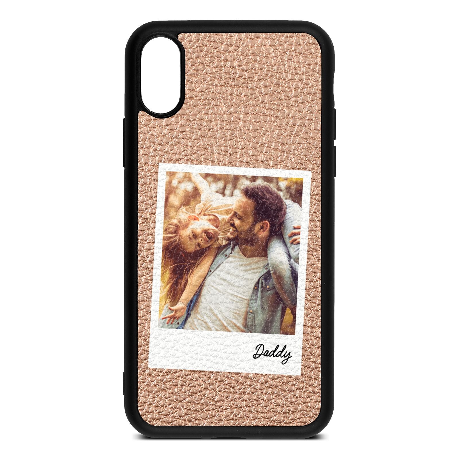 Fathers Day Photo Rose Gold Pebble Leather iPhone Xs Case