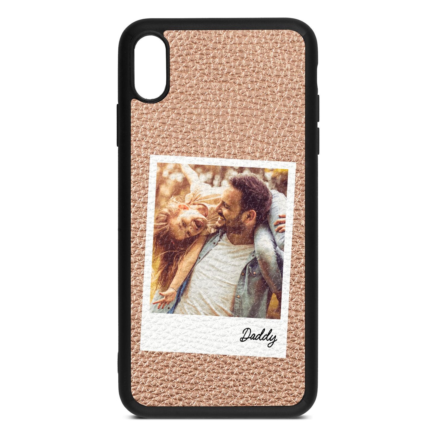 Fathers Day Photo Rose Gold Pebble Leather iPhone Xs Max Case