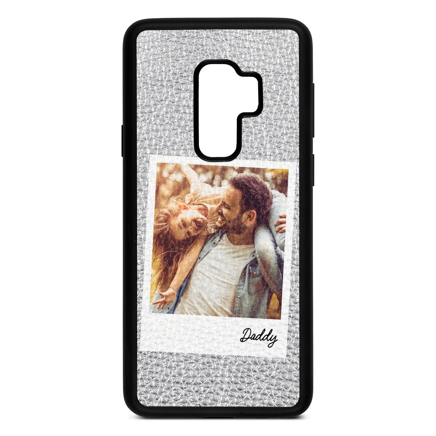 Fathers Day Photo Silver Pebble Leather Samsung S9 Plus Case