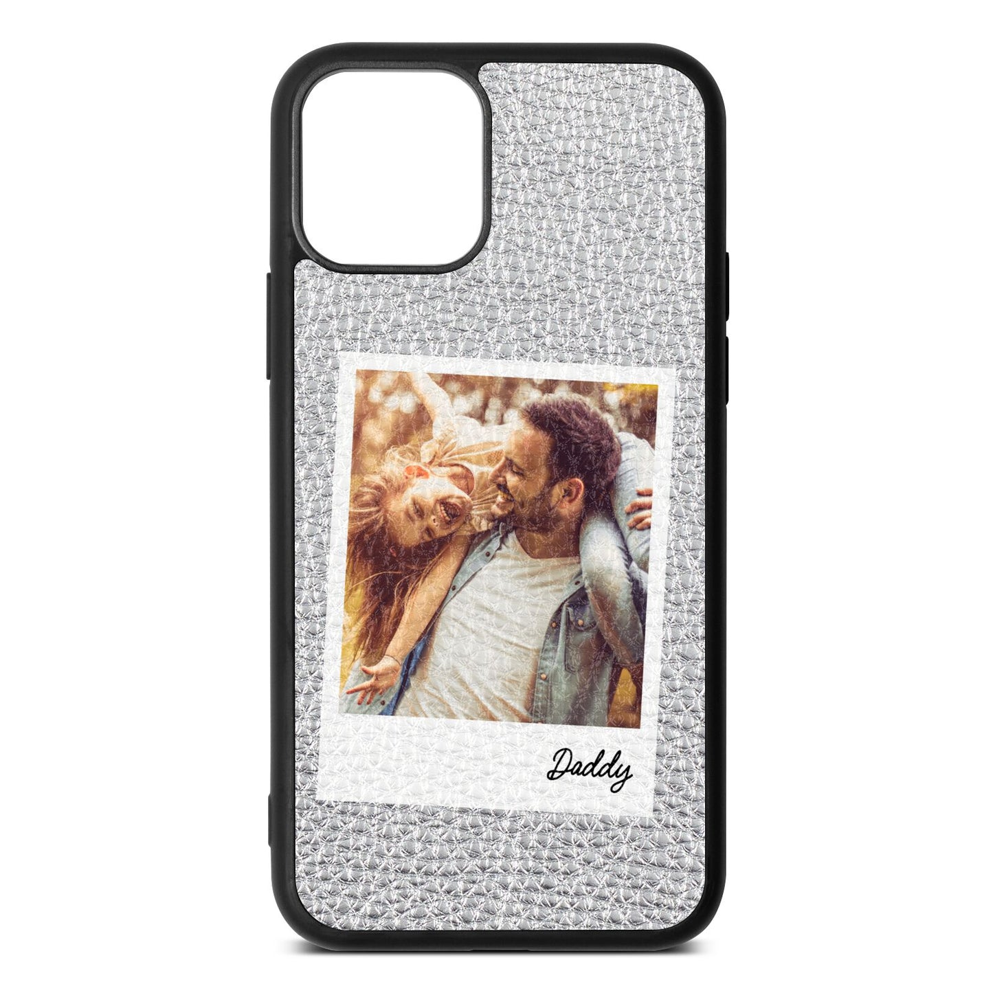 Fathers Day Photo Silver Pebble Leather iPhone 11 Case