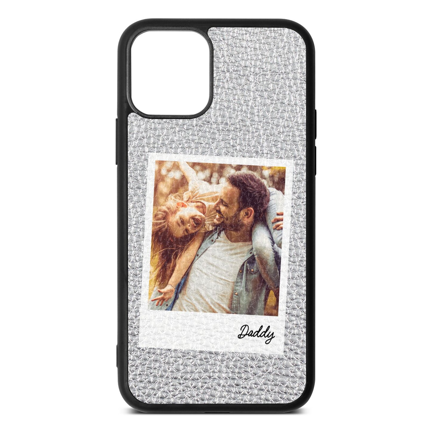 Fathers Day Photo Silver Pebble Leather iPhone 11 Pro Case