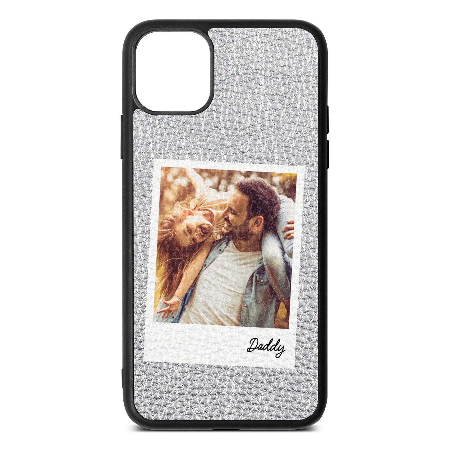 Fathers Day Photo Silver Pebble Leather iPhone 11 Pro Max Case