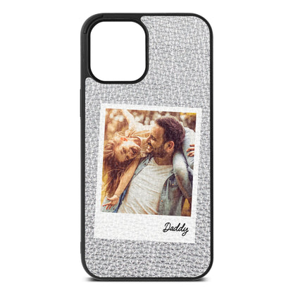 Fathers Day Photo Silver Pebble Leather iPhone 12 Pro Max Case