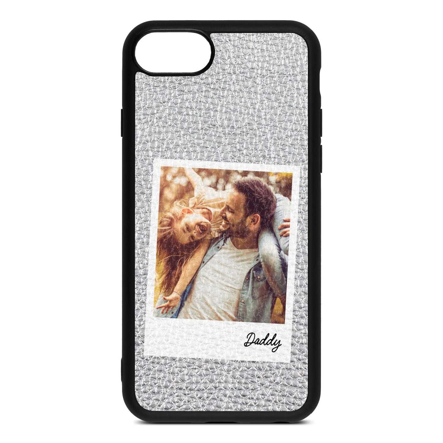 Fathers Day Photo Silver Pebble Leather iPhone 8 Case