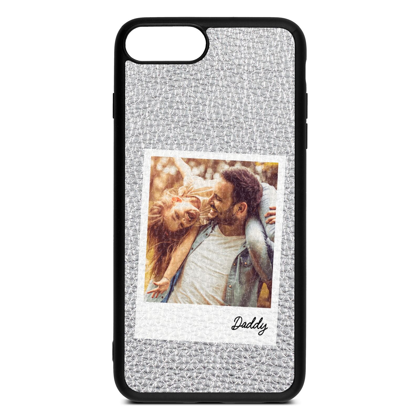 Fathers Day Photo Silver Pebble Leather iPhone 8 Plus Case