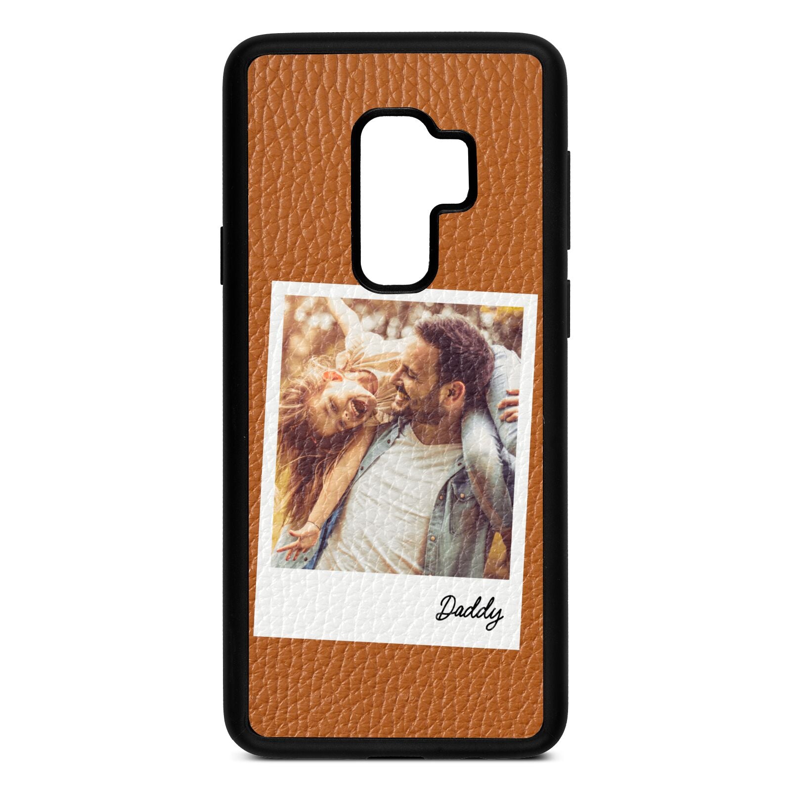 Fathers Day Photo Tan Pebble Leather Samsung S9 Plus Case