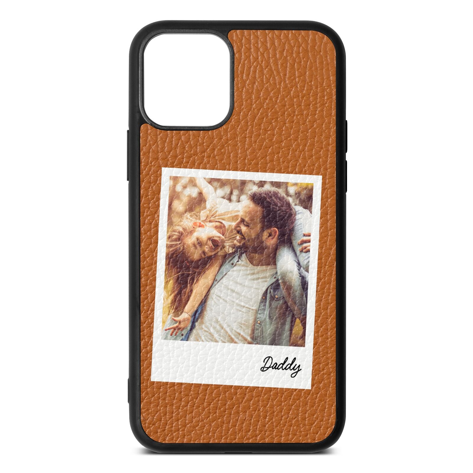 Fathers Day Photo Tan Pebble Leather iPhone 11 Case