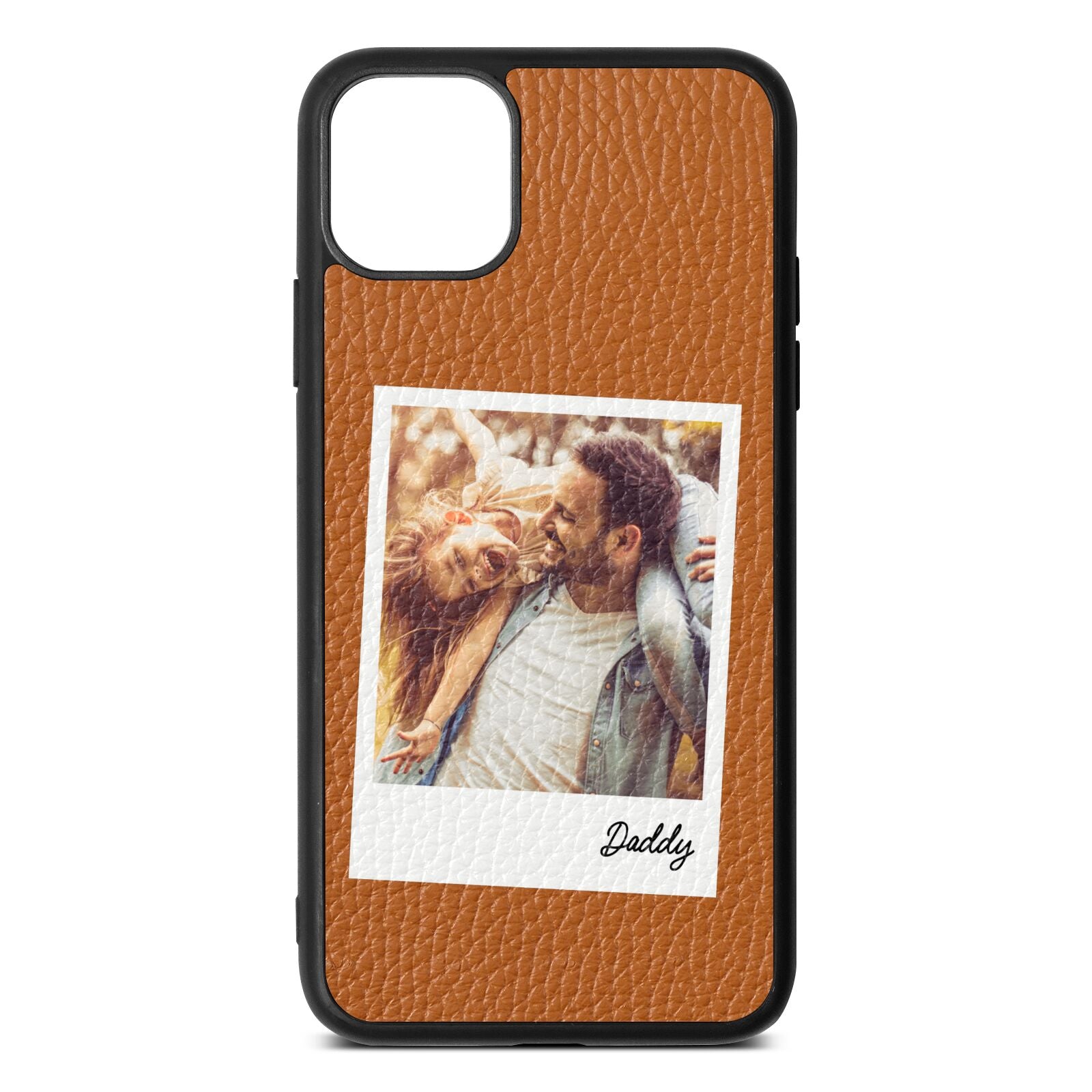 Fathers Day Photo Tan Pebble Leather iPhone 11 Pro Max Case