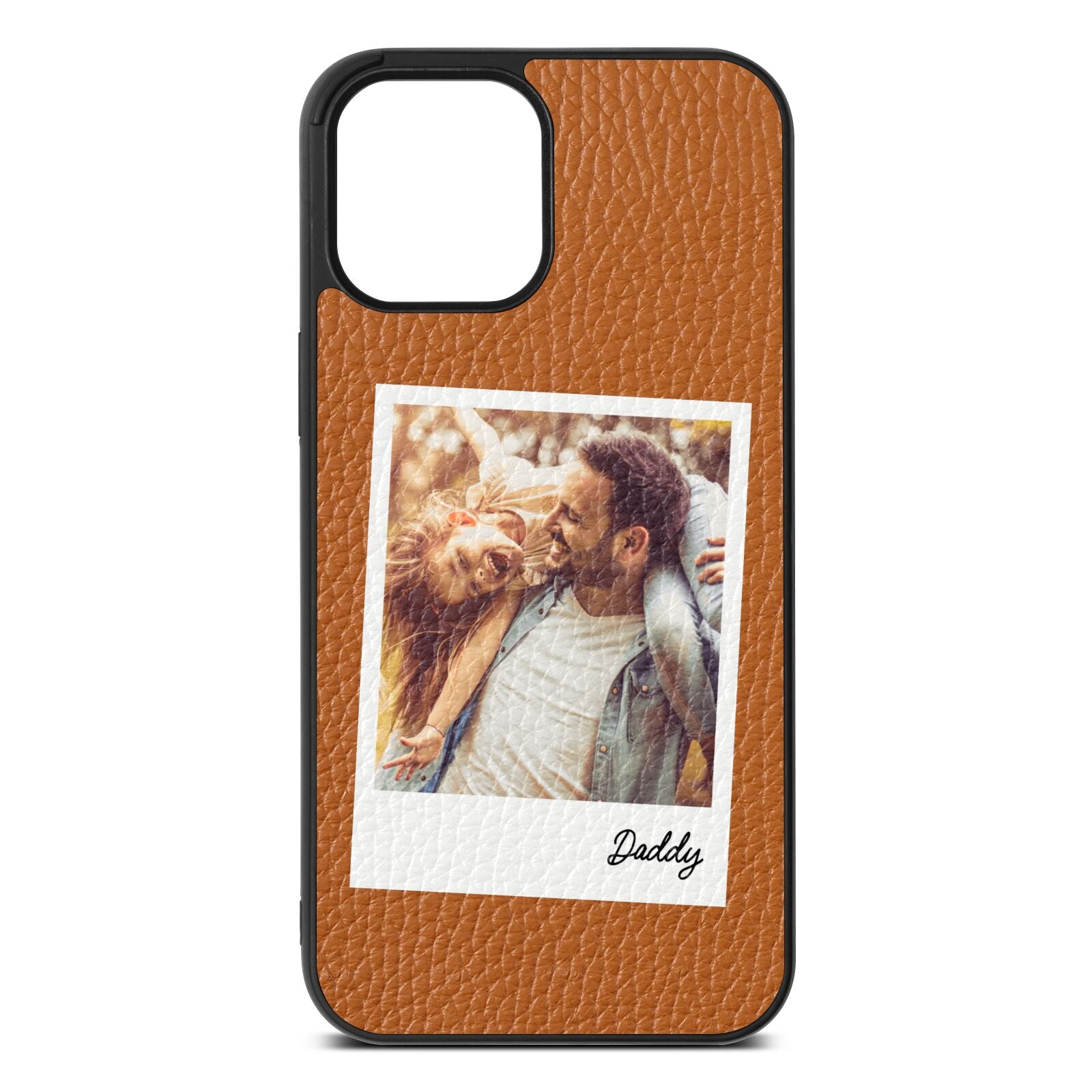 Fathers Day Photo Tan Pebble Leather iPhone 12 Pro Max Case