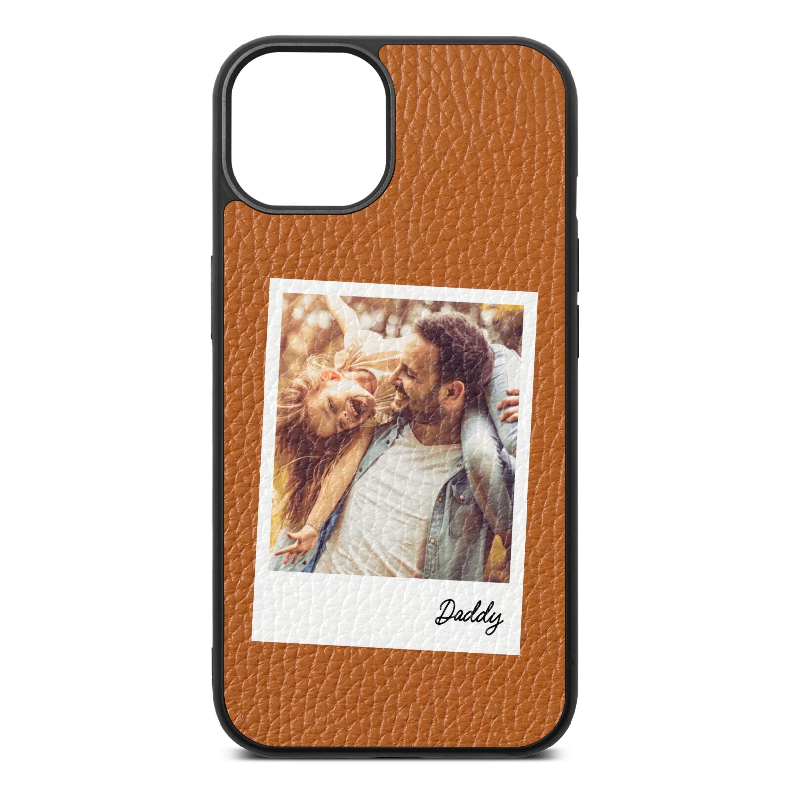 Fathers Day Photo Tan Pebble Leather iPhone 13 Case