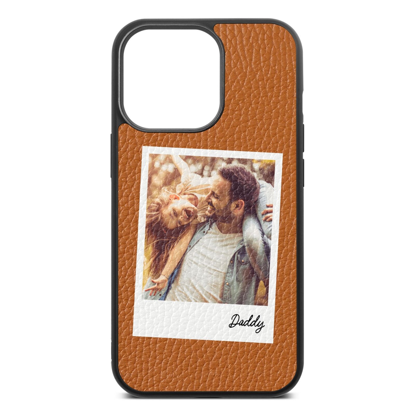 Fathers Day Photo Tan Pebble Leather iPhone 13 Pro Case