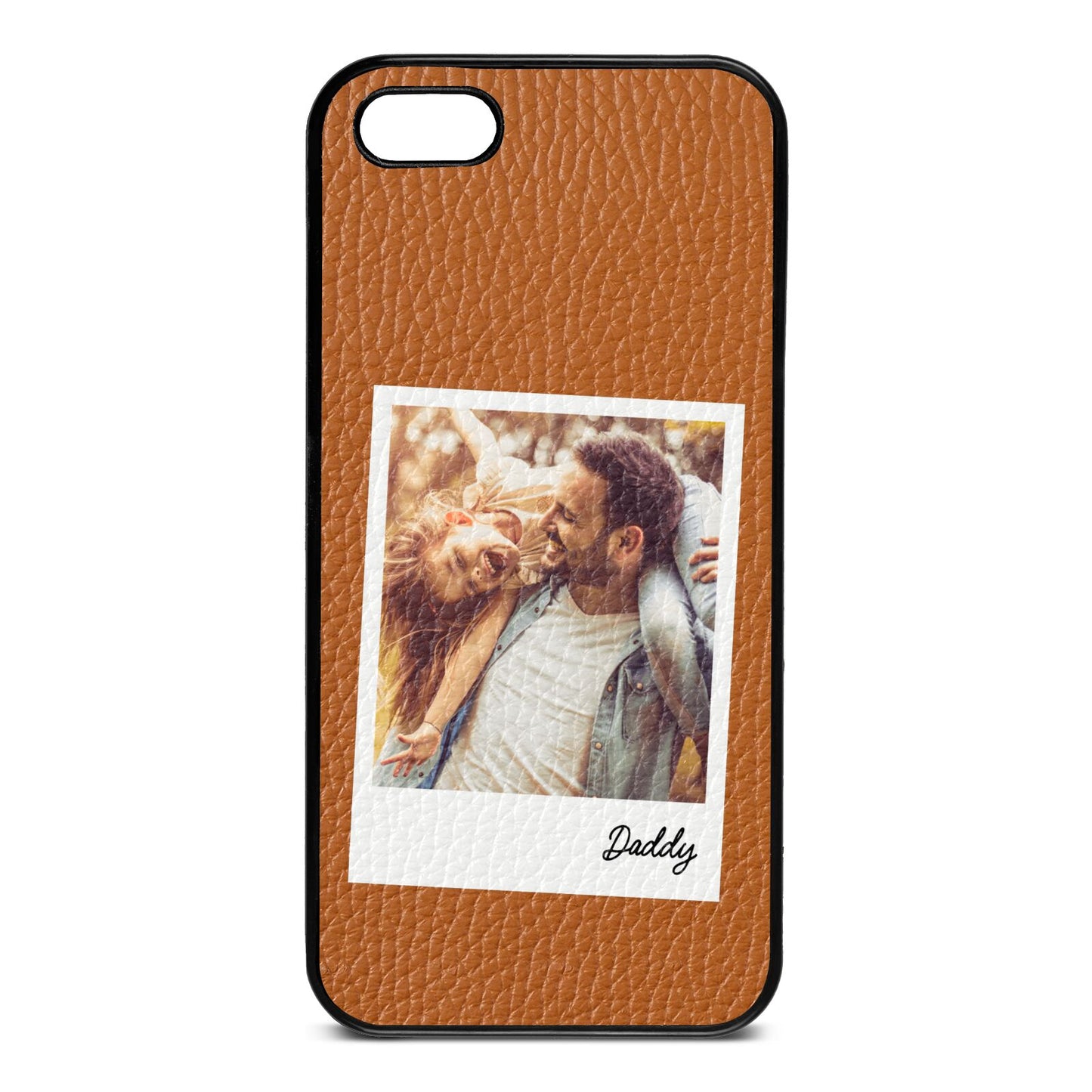 Fathers Day Photo Tan Pebble Leather iPhone 5 Case