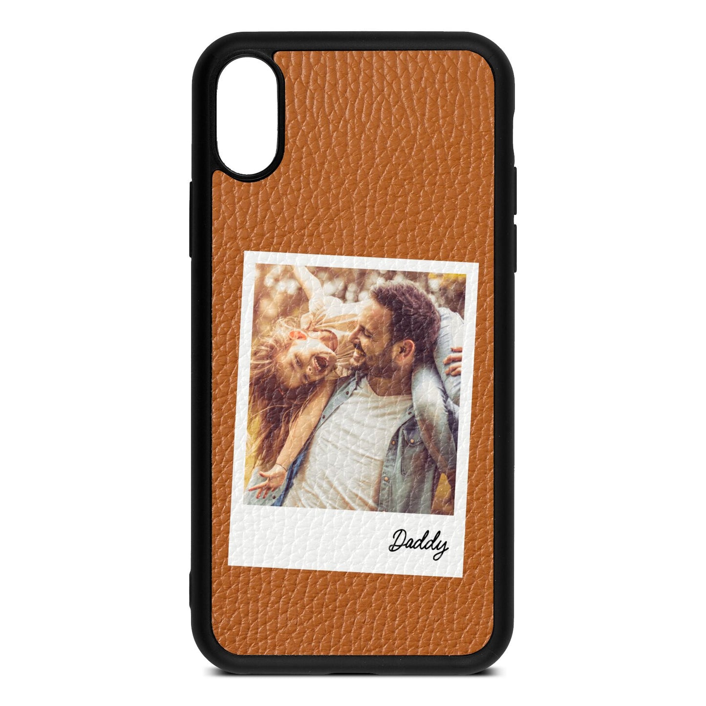 Fathers Day Photo Tan Pebble Leather iPhone Xs Case