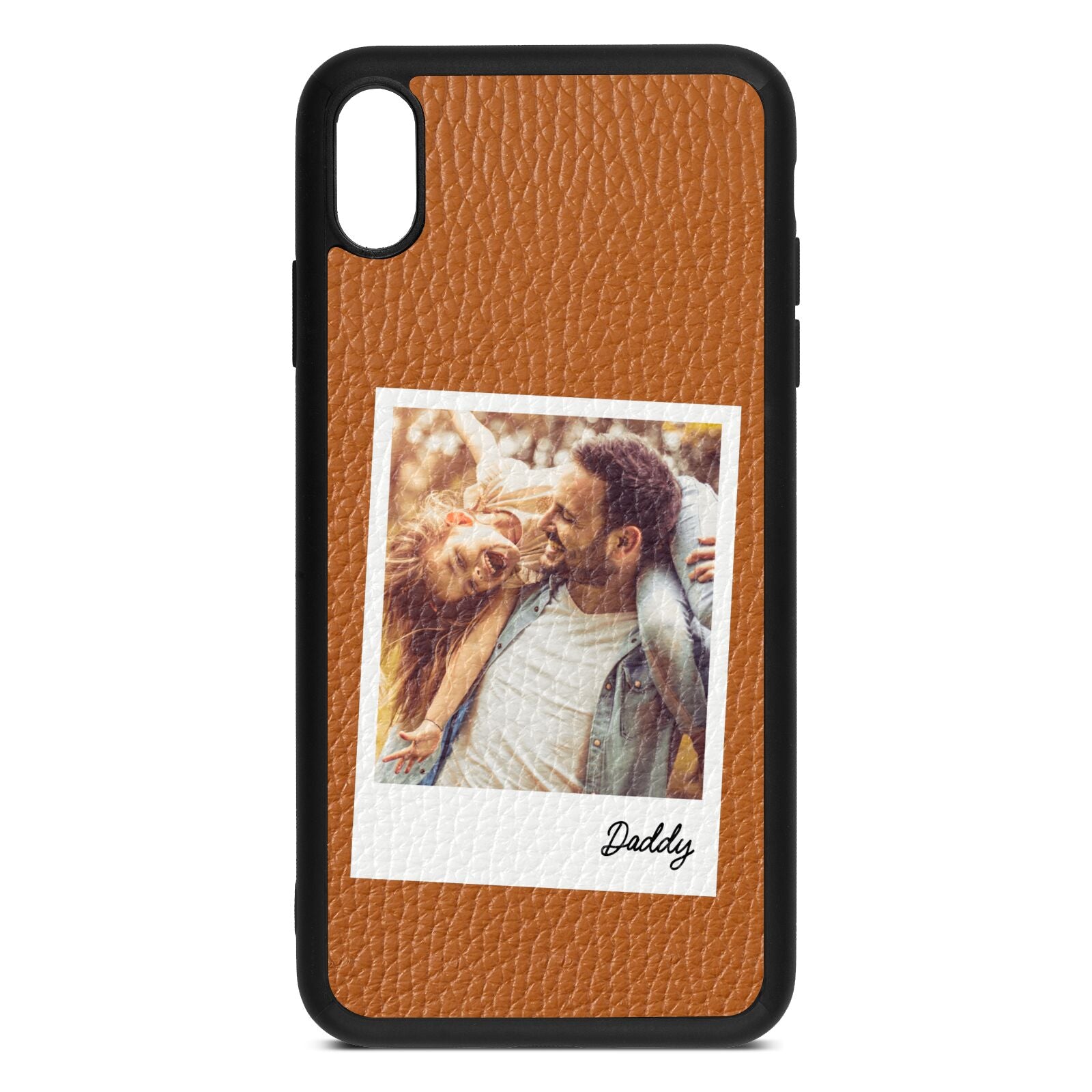 Fathers Day Photo Tan Pebble Leather iPhone Xs Max Case