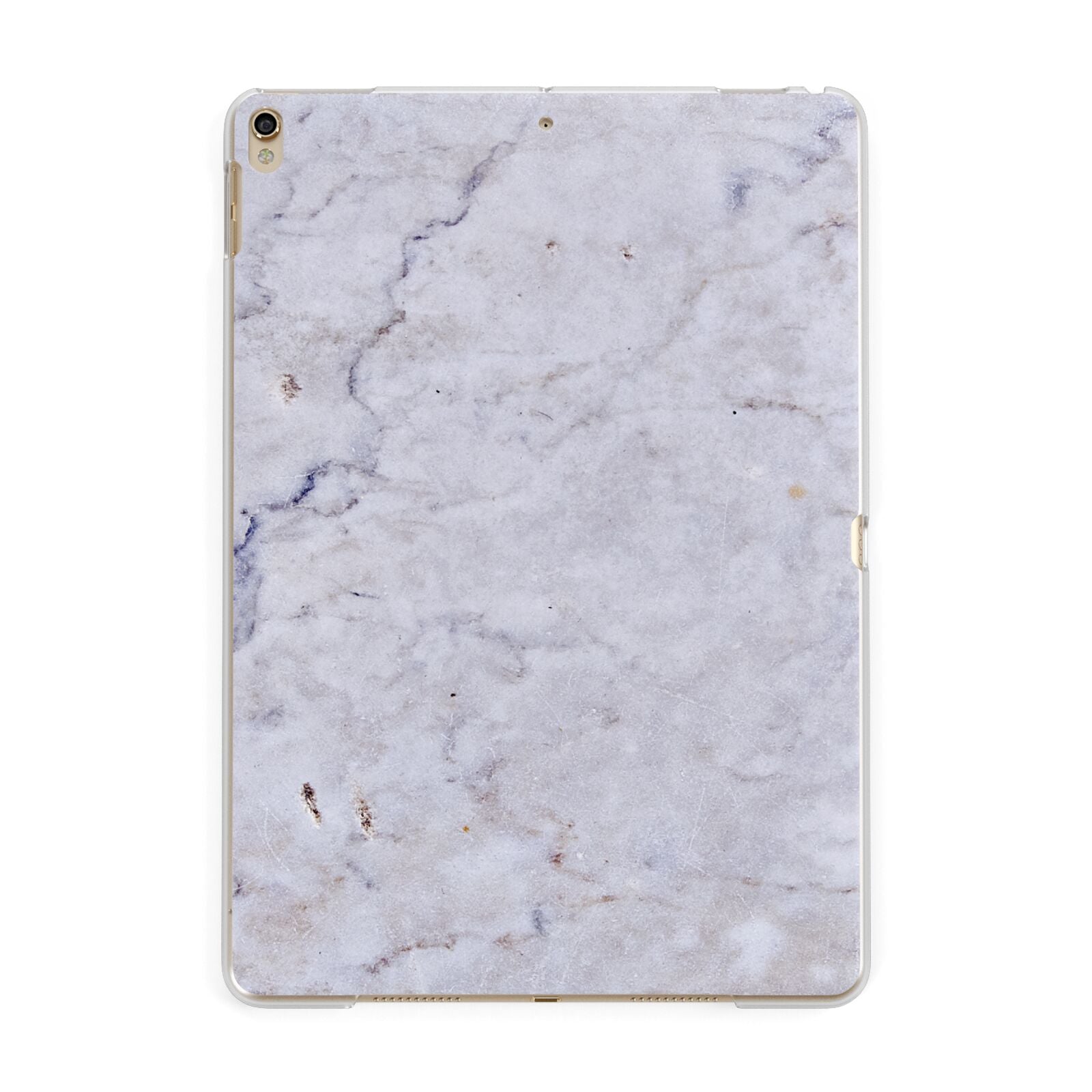 Faux Carrara Marble Print Grey Apple iPad Gold Case