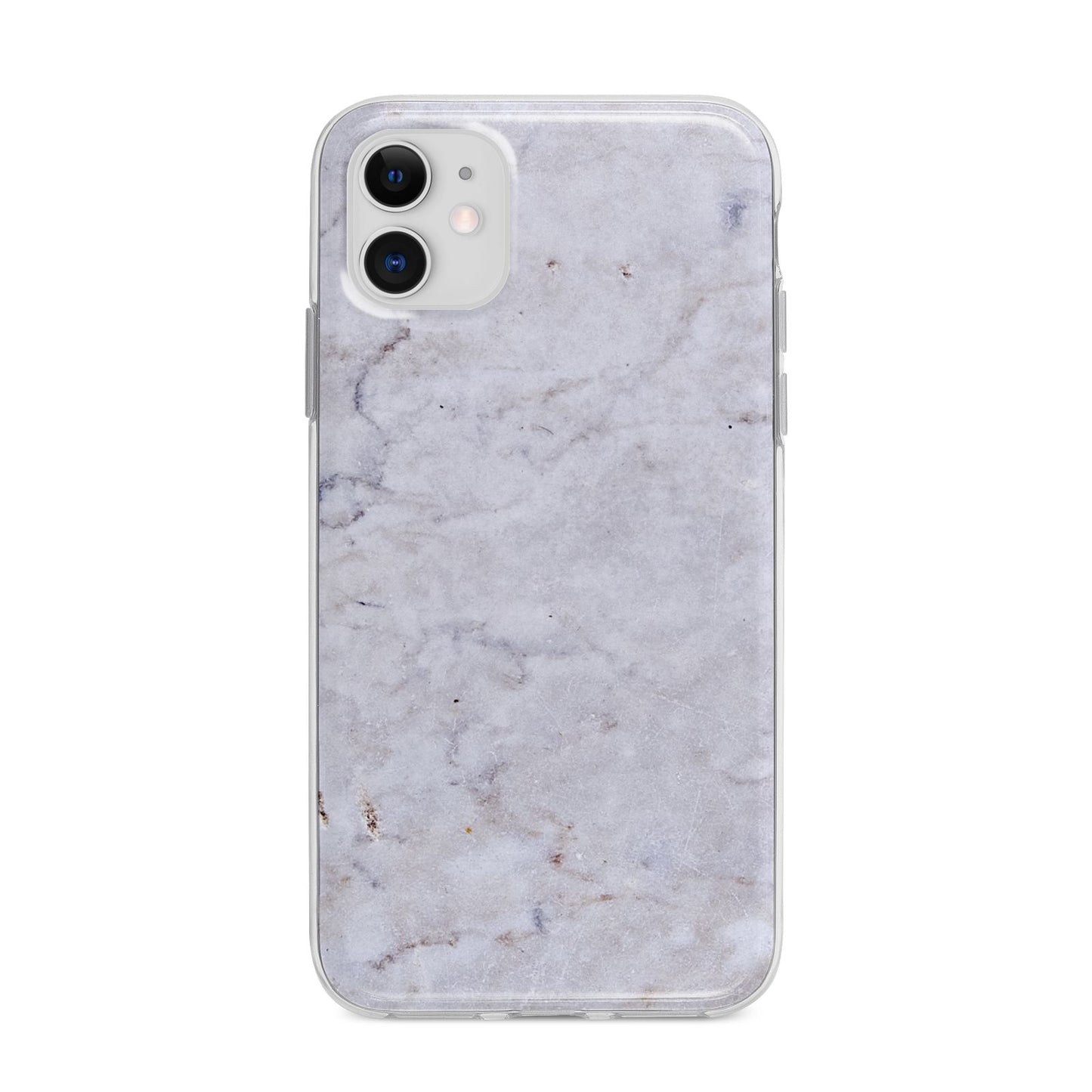 Faux Carrara Marble Print Grey Apple iPhone 11 in White with Bumper Case