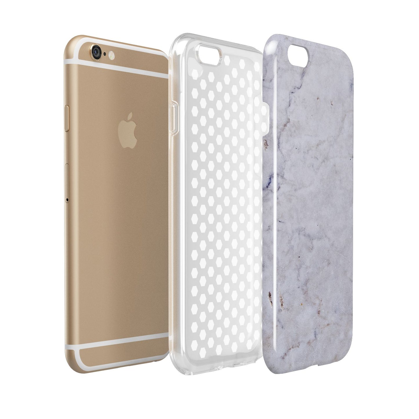 Faux Carrara Marble Print Grey Apple iPhone 6 3D Tough Case Expanded view