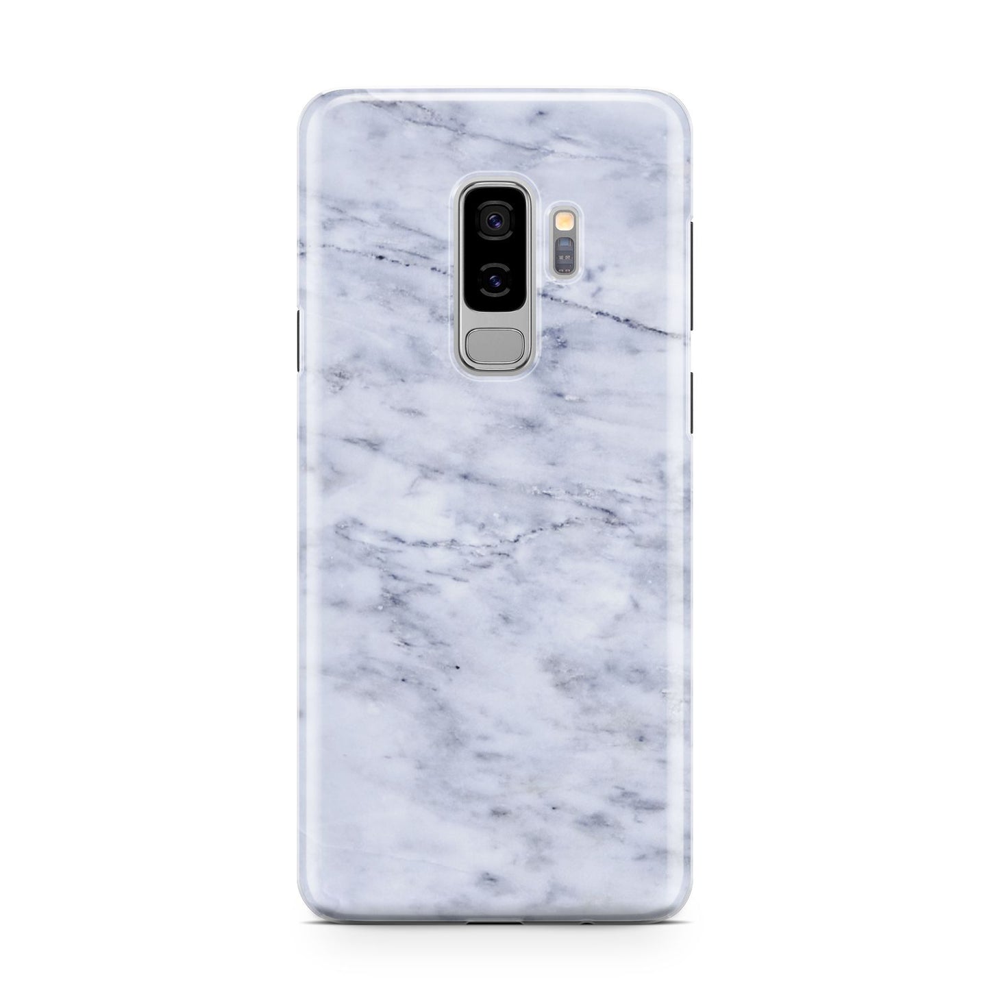 Faux Carrara Marble Print Samsung Galaxy S9 Plus Case on Silver phone