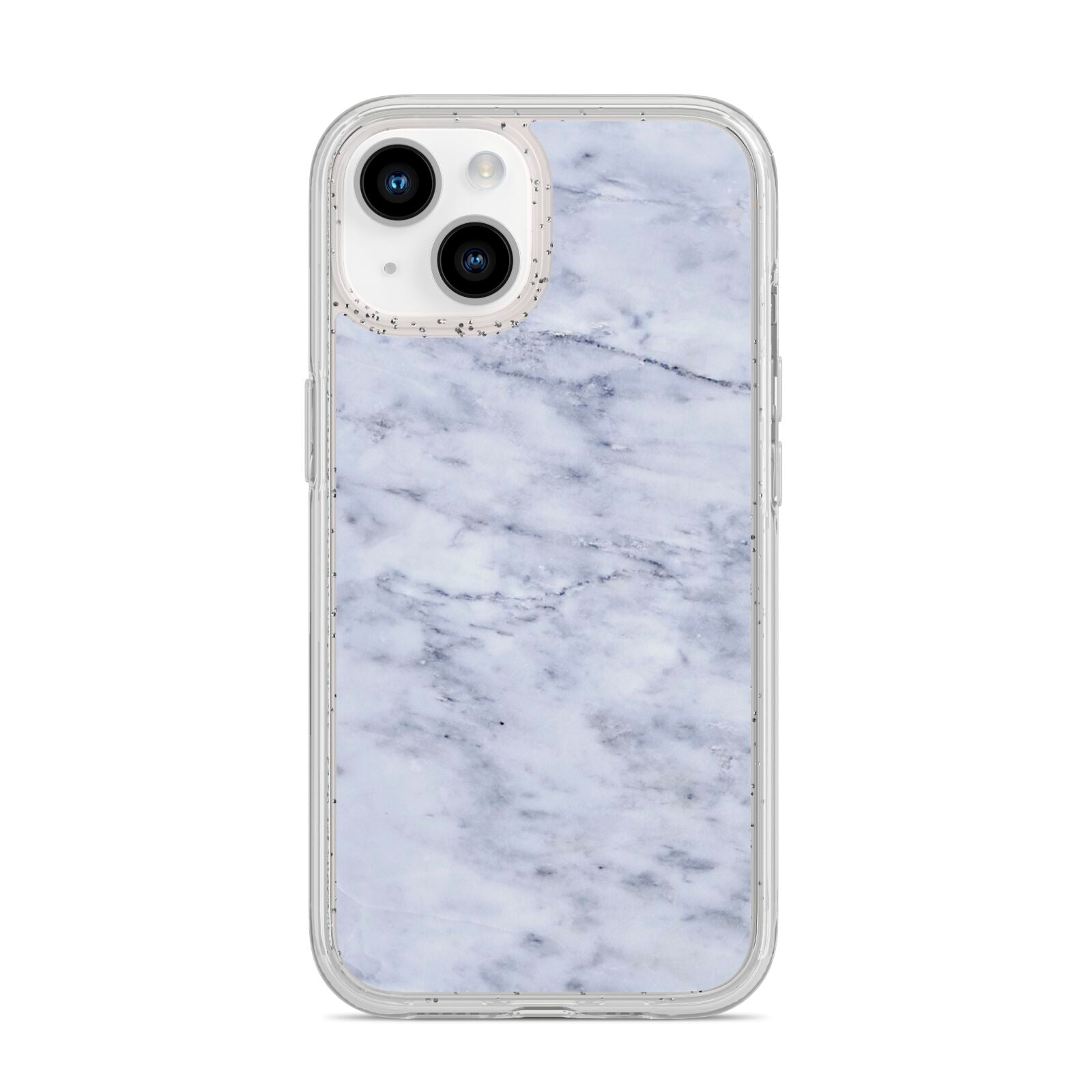 Faux Carrara Marble Print iPhone 14 Glitter Tough Case Starlight