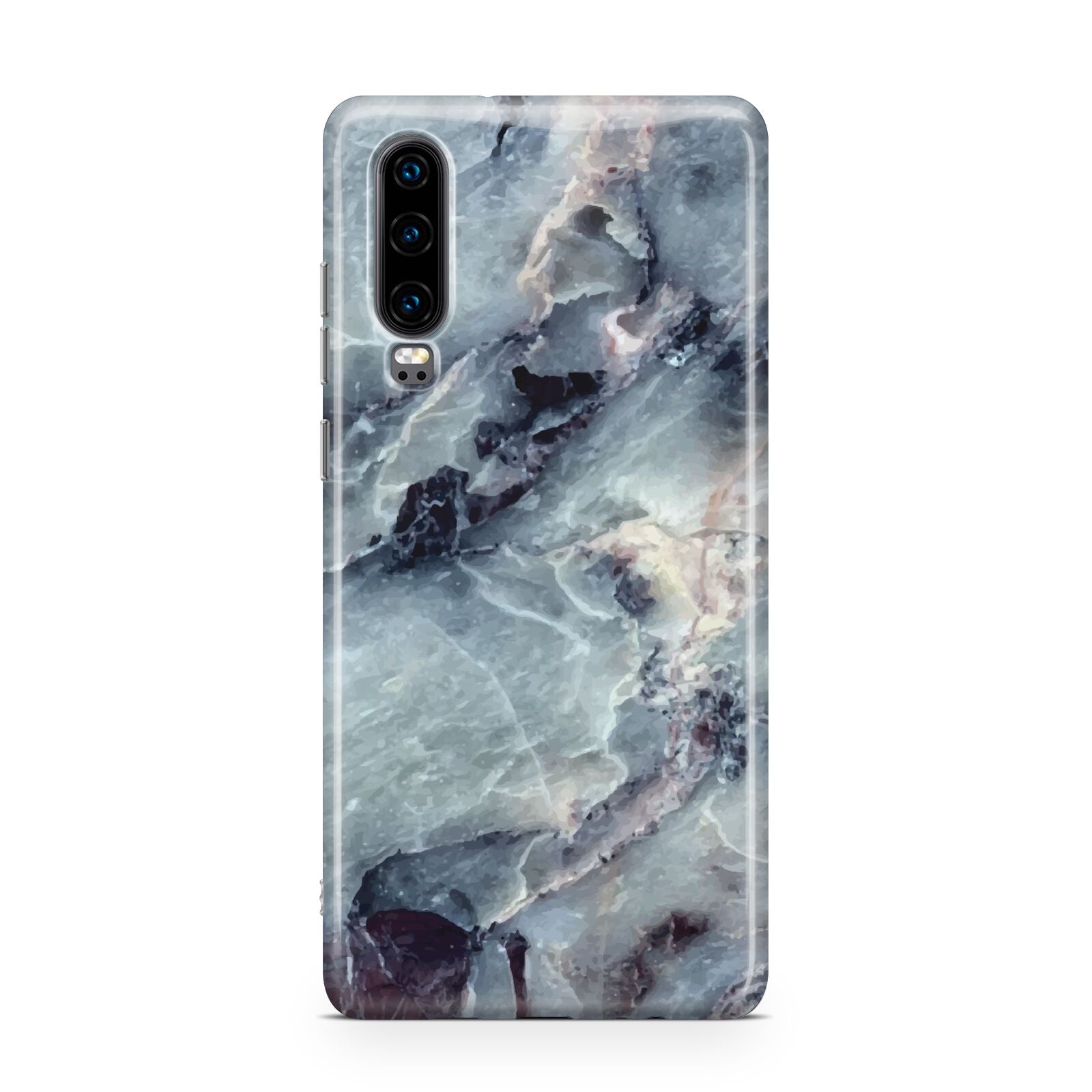 Faux Marble Blue Grey Huawei P30 Phone Case