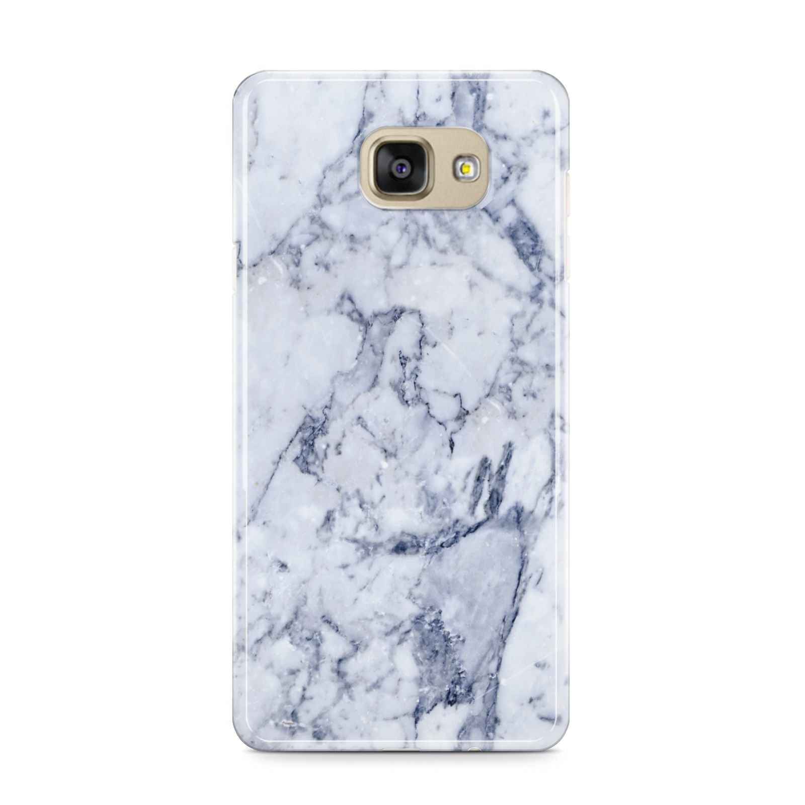 Faux Marble Blue Grey White Samsung Galaxy A9 2016 Case on gold phone