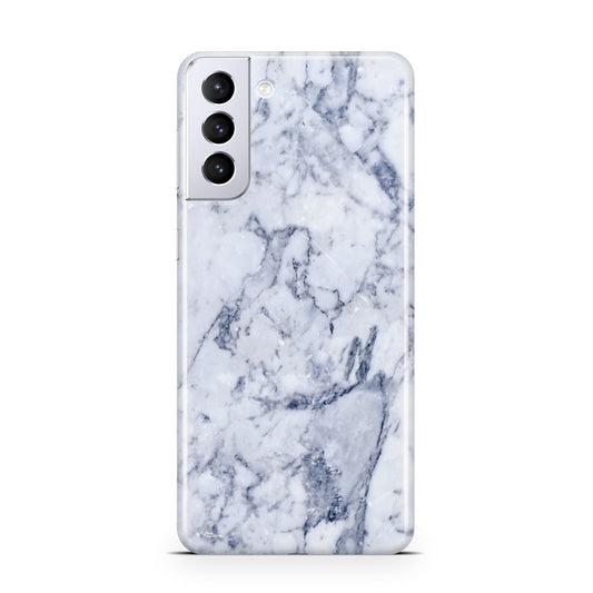 Faux Marble Blue Grey White Samsung S21 Plus Phone Case