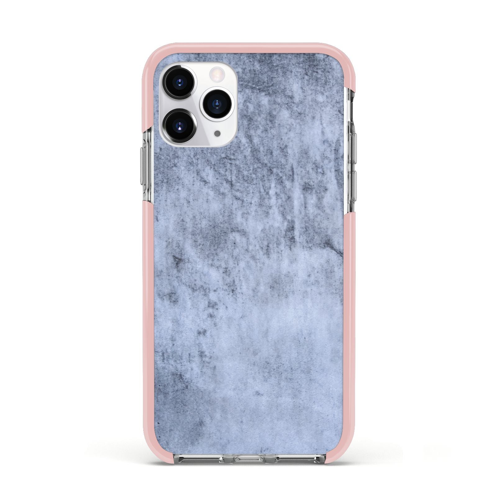 Faux Marble Dark Grey Apple iPhone 11 Pro in Silver with Pink Impact Case