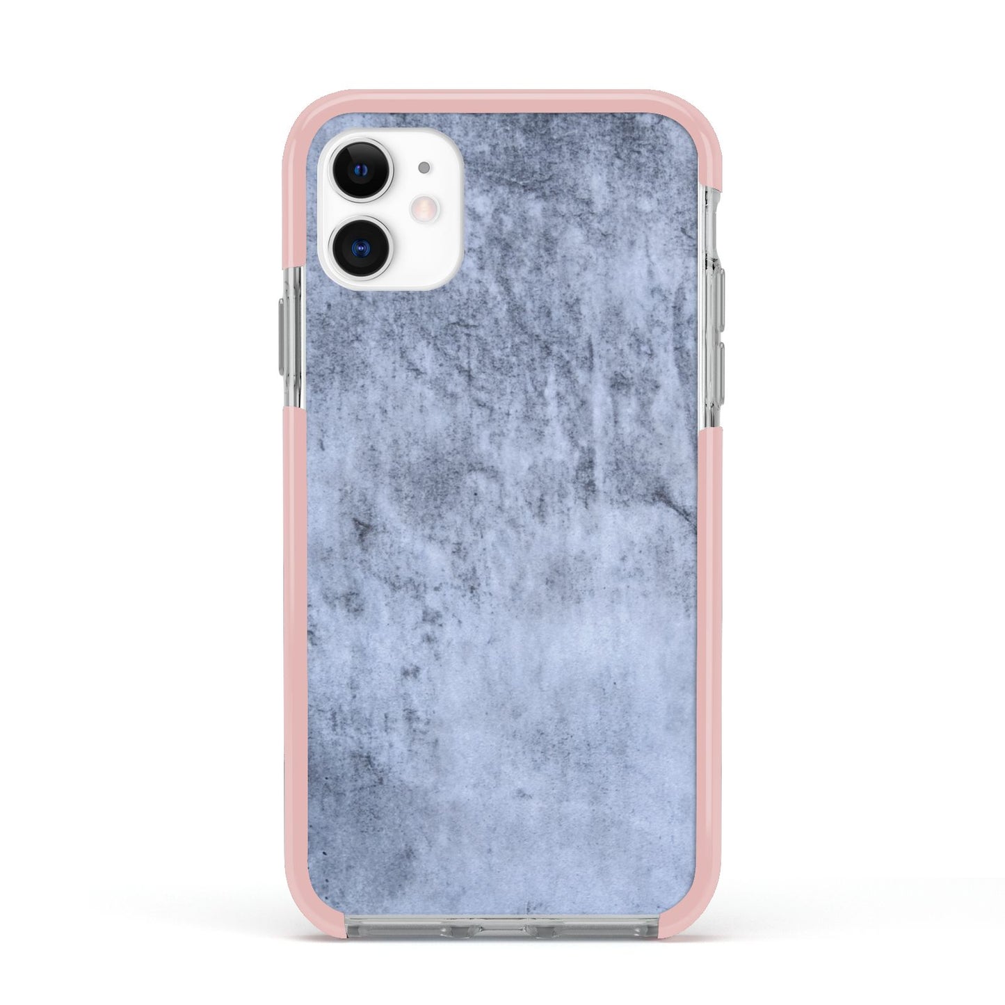 Faux Marble Dark Grey Apple iPhone 11 in White with Pink Impact Case