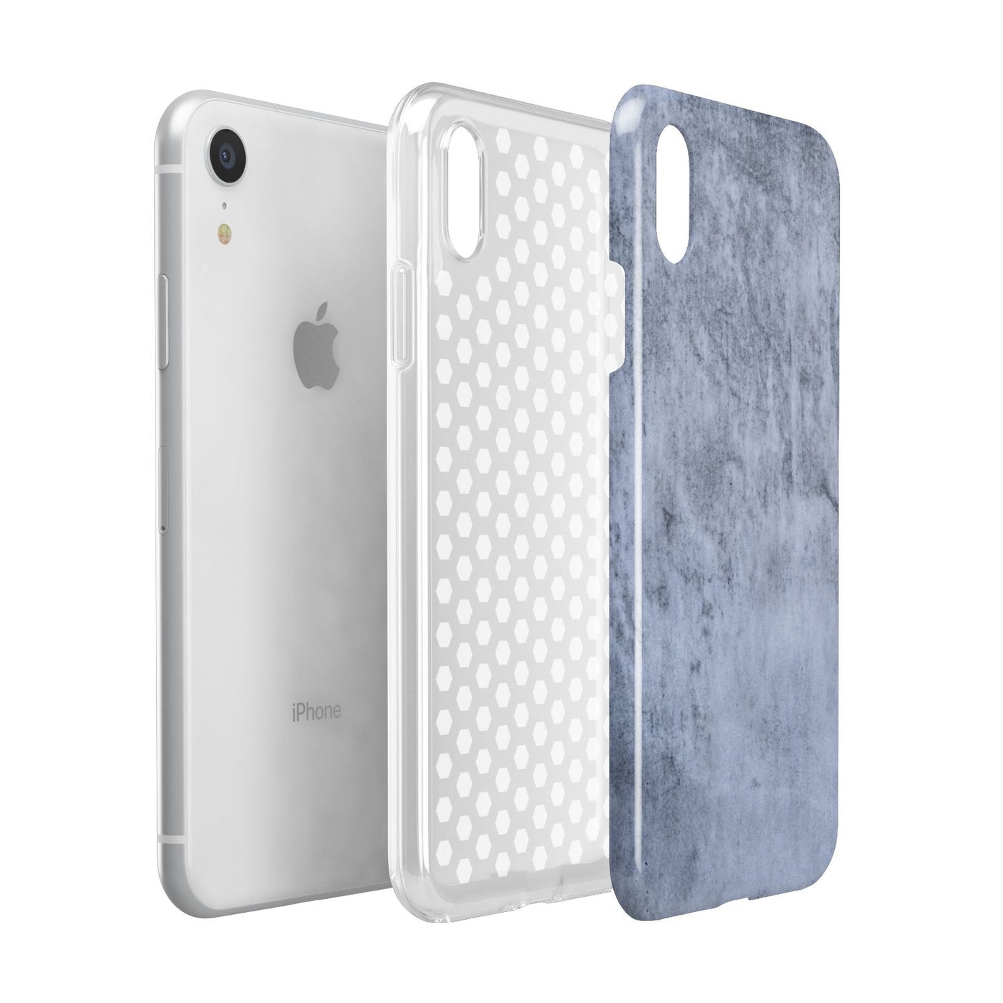 Faux Marble Dark Grey Apple iPhone XR White 3D Tough Case Expanded view