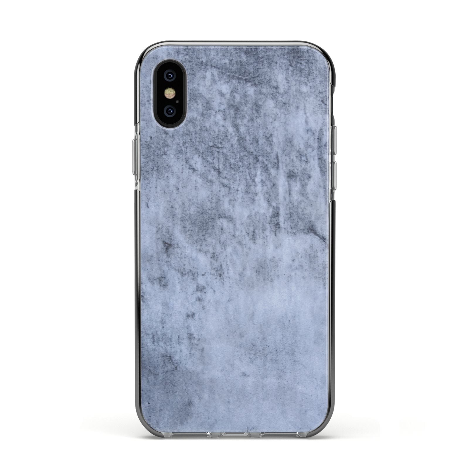 Faux Marble Dark Grey Apple iPhone Xs Impact Case Black Edge on Black Phone