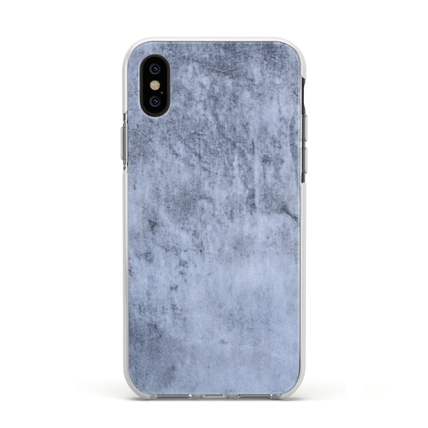 Faux Marble Dark Grey Apple iPhone Xs Impact Case White Edge on Black Phone