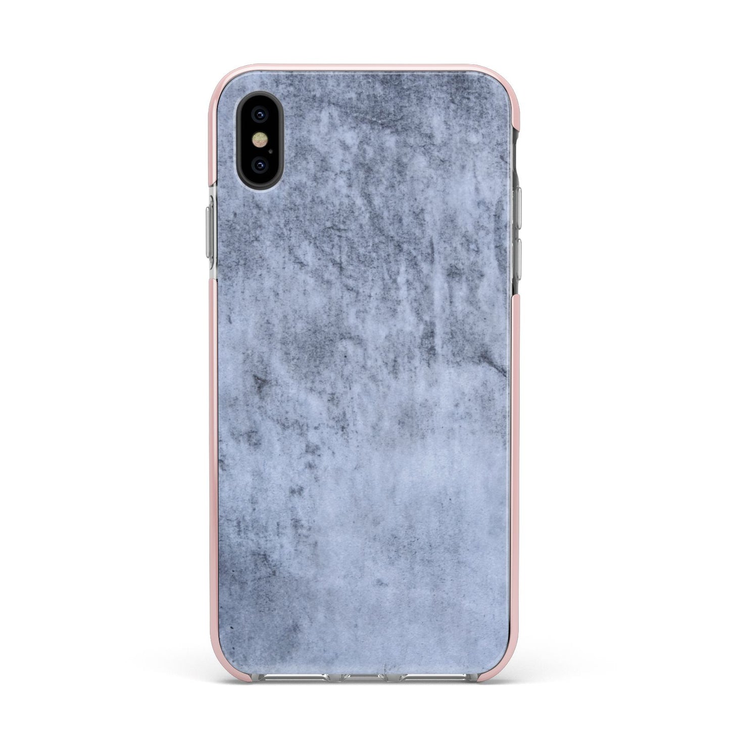 Faux Marble Dark Grey Apple iPhone Xs Max Impact Case Pink Edge on Black Phone