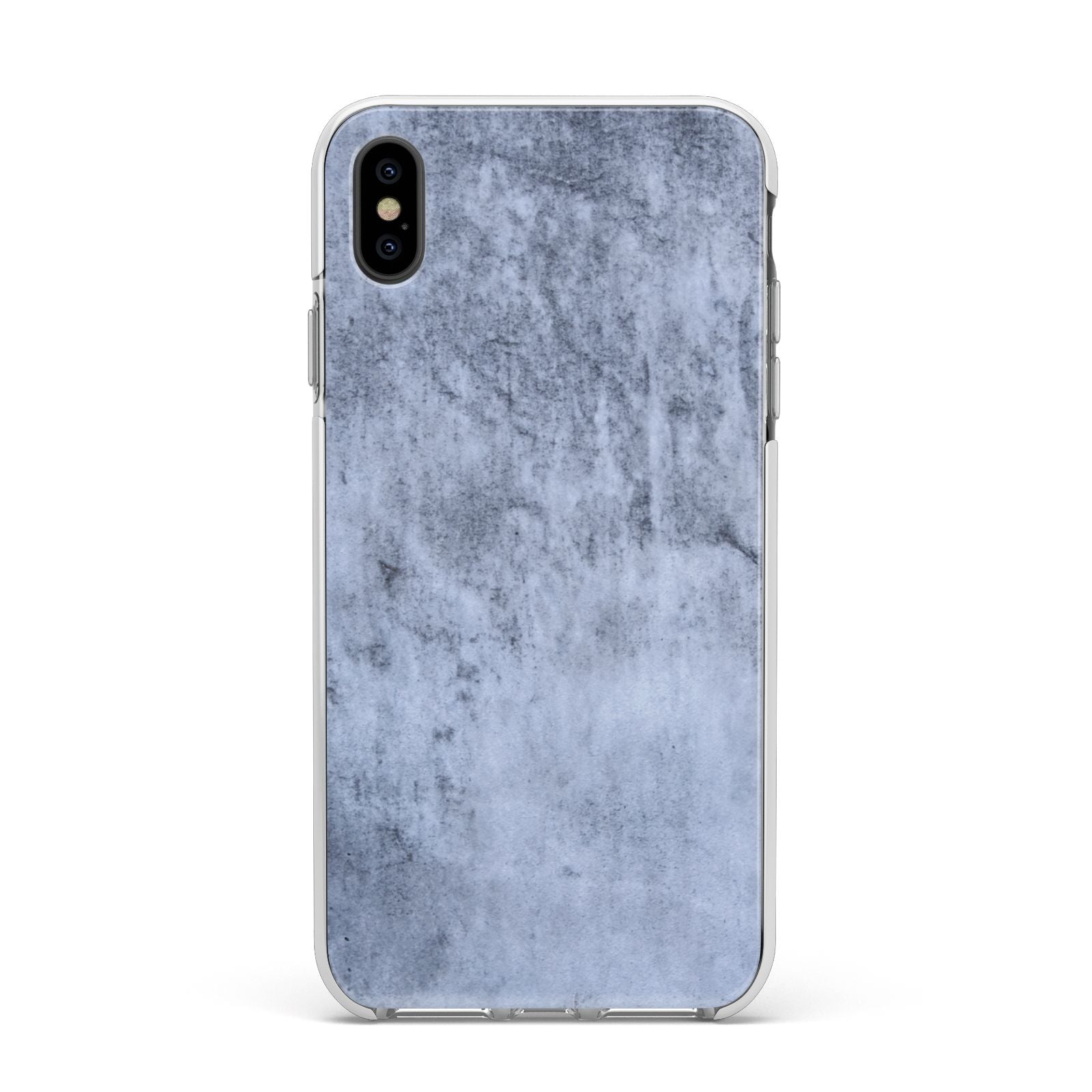 Faux Marble Dark Grey Apple iPhone Xs Max Impact Case White Edge on Black Phone