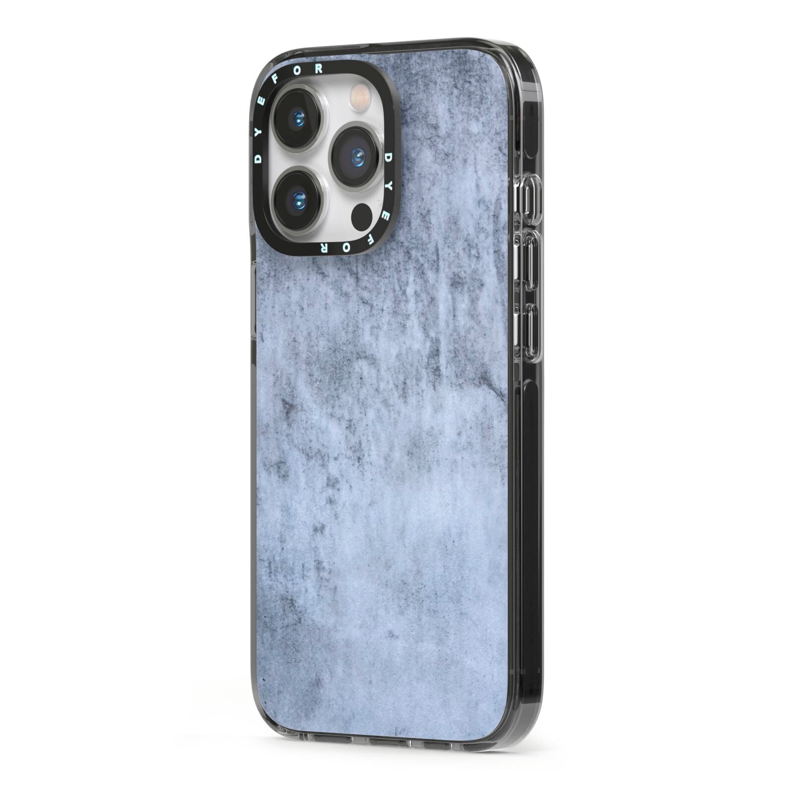 Faux Marble Dark Grey iPhone 13 Pro Black Impact Case Side Angle on Silver phone