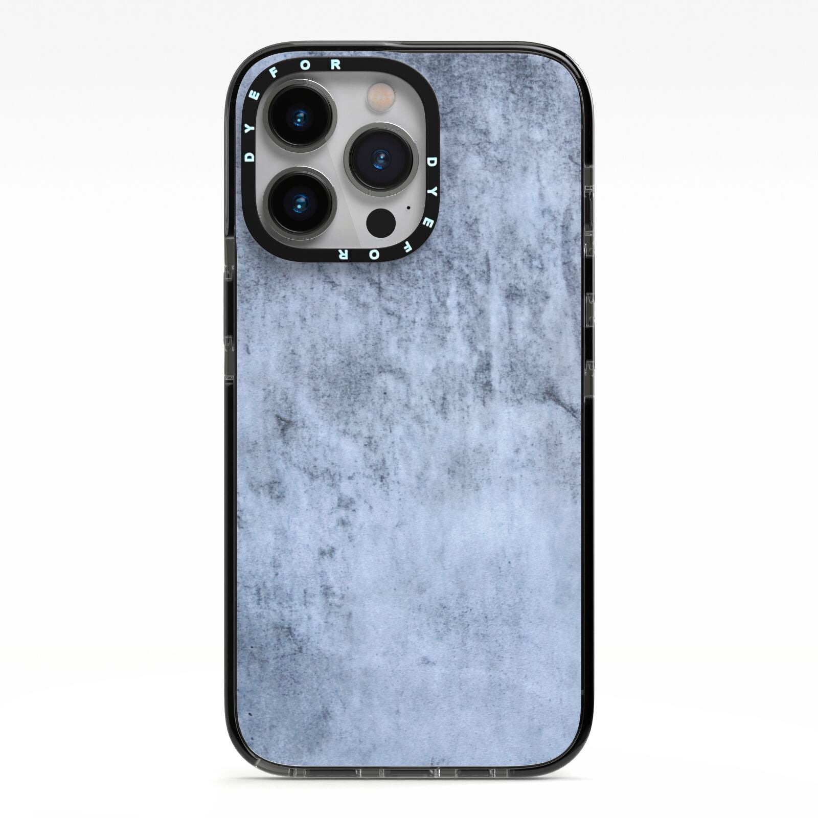 Faux Marble Dark Grey iPhone 13 Pro Black Impact Case on Silver phone