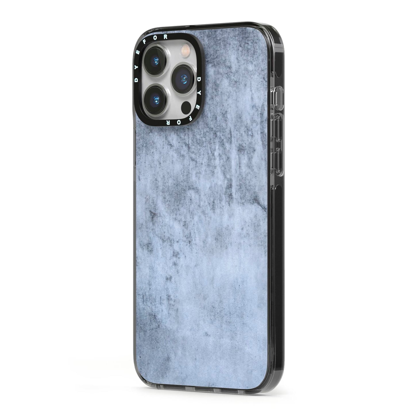 Faux Marble Dark Grey iPhone 13 Pro Max Black Impact Case Side Angle on Silver phone