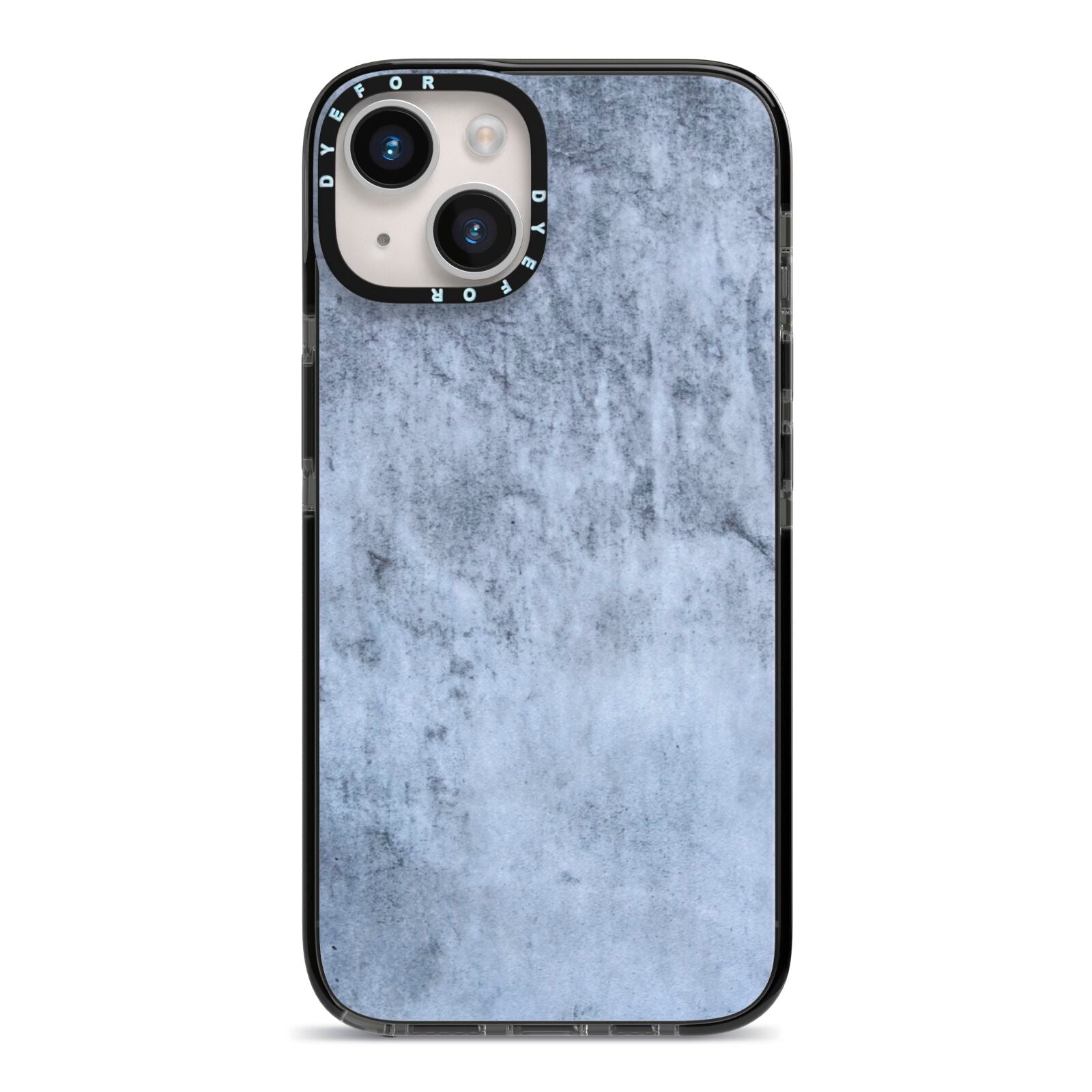 Faux Marble Dark Grey iPhone 14 Black Impact Case on Silver phone