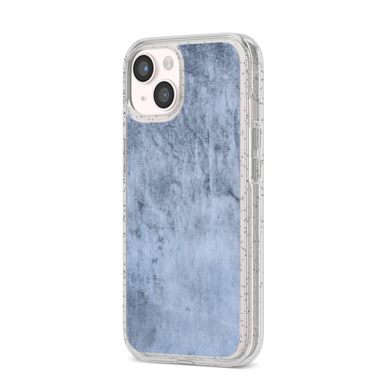 Faux Marble Dark Grey iPhone 14 Glitter Tough Case Starlight Angled Image