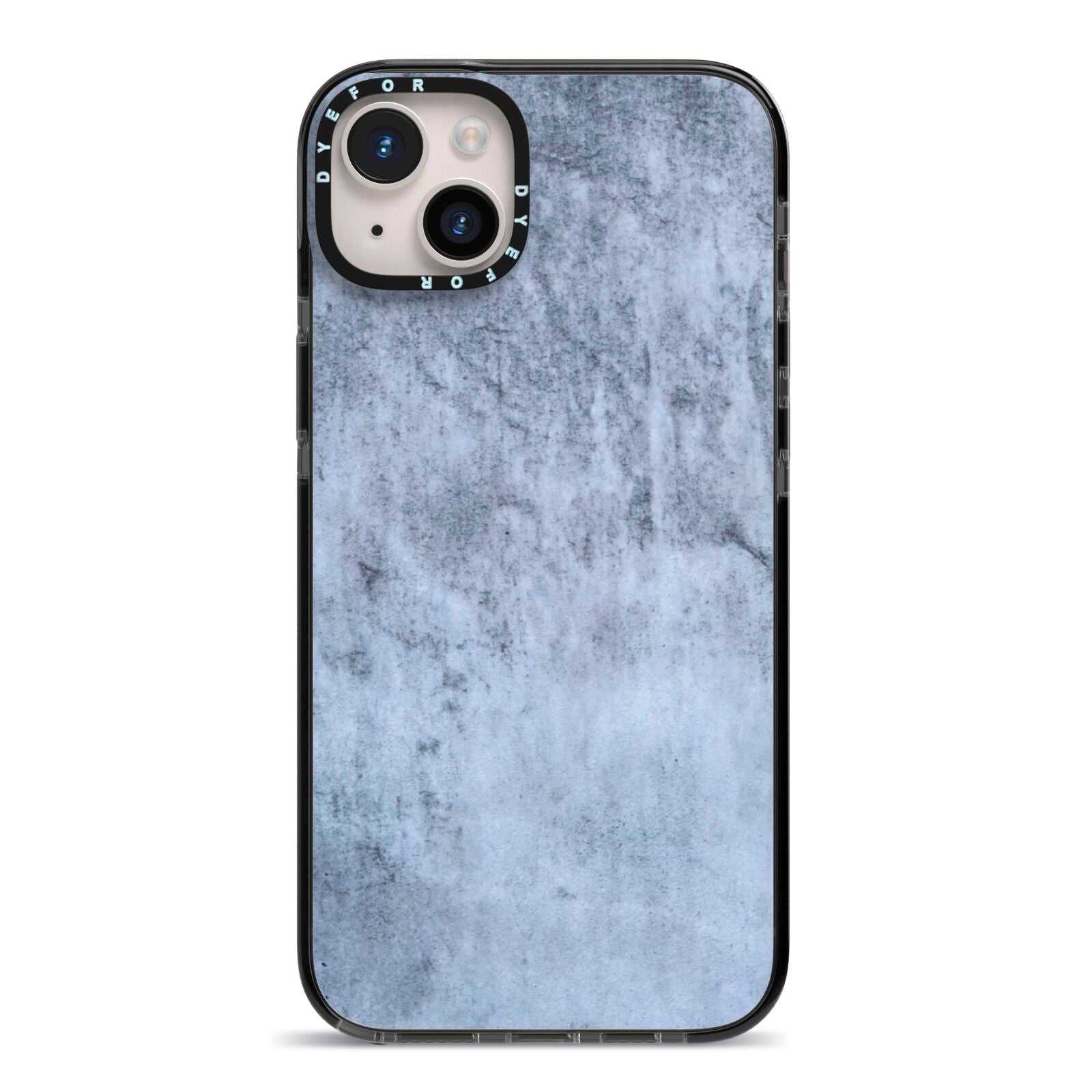 Faux Marble Dark Grey iPhone 14 Plus Black Impact Case on Silver phone