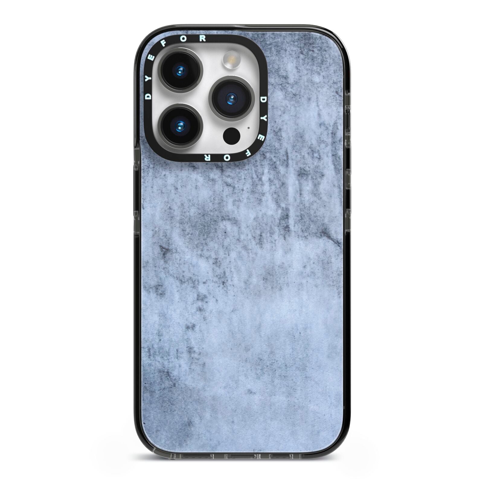 Faux Marble Dark Grey iPhone 14 Pro Black Impact Case on Silver phone