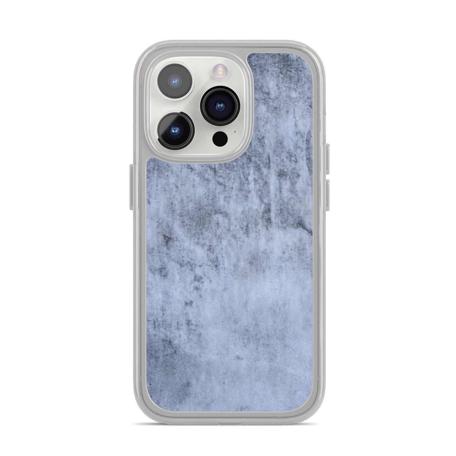 Faux Marble Dark Grey iPhone 14 Pro Clear Tough Case Silver