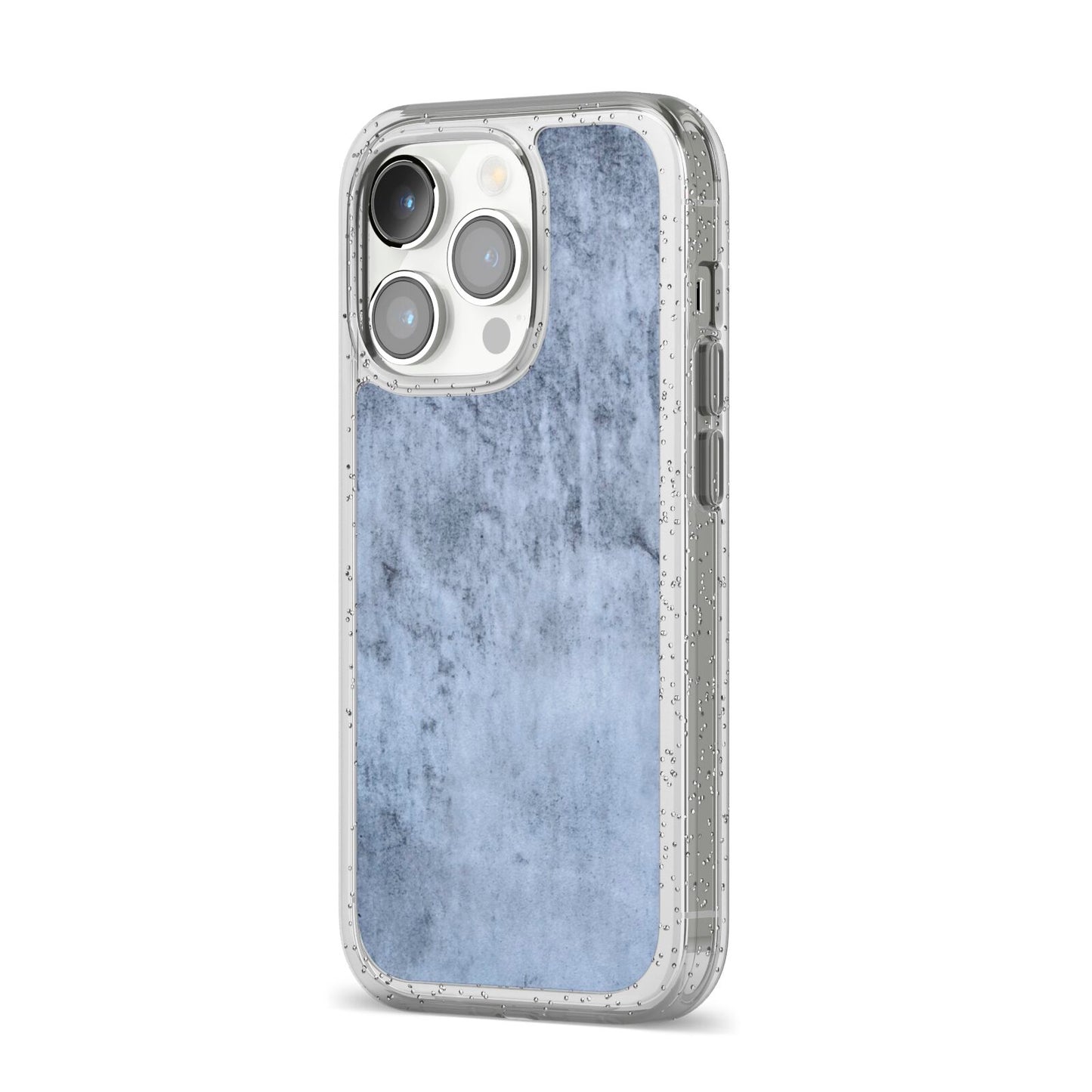 Faux Marble Dark Grey iPhone 14 Pro Glitter Tough Case Silver Angled Image