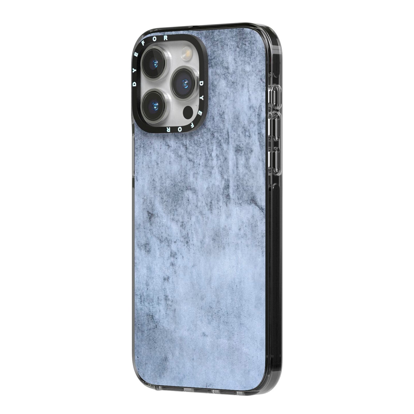 Faux Marble Dark Grey iPhone 14 Pro Max Black Impact Case Side Angle on Silver phone