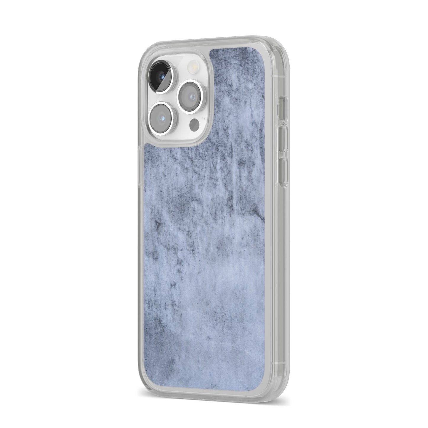 Faux Marble Dark Grey iPhone 14 Pro Max Clear Tough Case Silver Angled Image